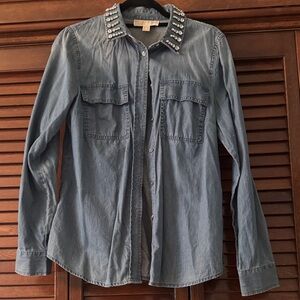 Studded Collar Denim Shirt